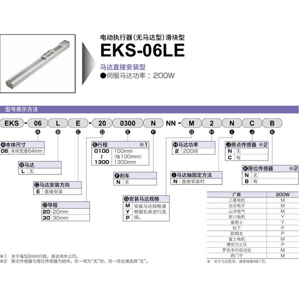 CKD喜開理電動執行器（無馬達型）滑塊型EKS-06LE-300400NNN-M2NNN
