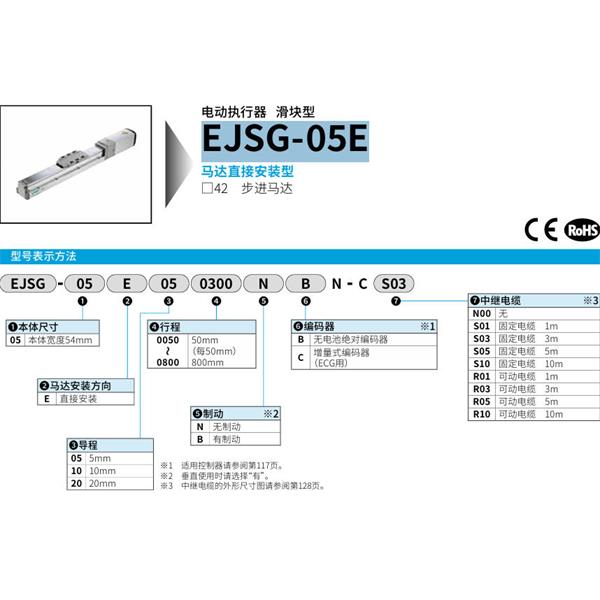 CKD喜開理電動執行器（無馬達型）滑塊型EJSG-05E050050NBN-CS05