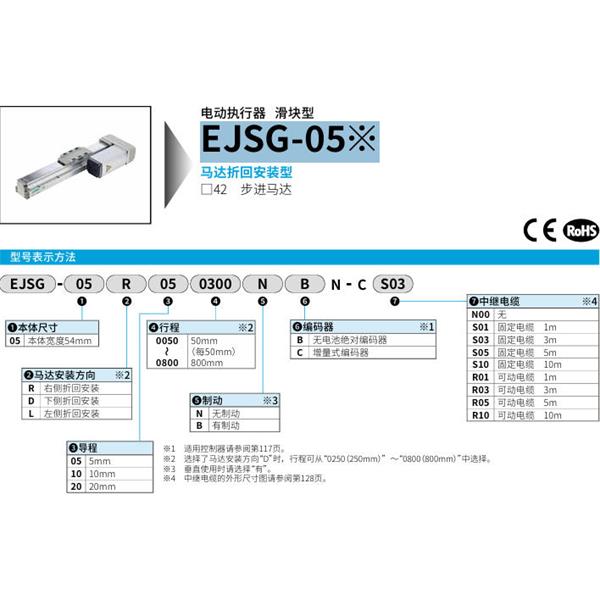 CKD喜開理電動執行器（無馬達型）滑塊型EJSG-05R050050NBN-CS05