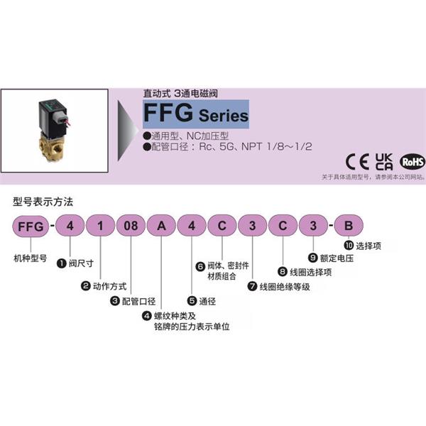 CKD喜開理多種流體直動式3通電磁閥集成閥FFG-2106B1A3A1
