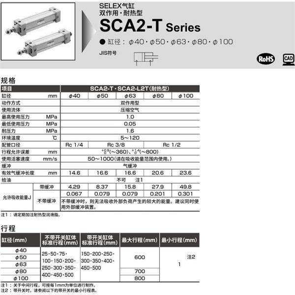 CKD喜開理SELEX氣缸SCA2-T-TD-80B-100-SI