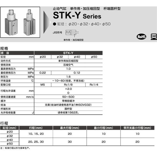 CKD喜開(kāi)理止動(dòng)氣缸STK-JY-32-10-T0H-R-N11