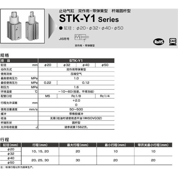 CKD喜開(kāi)理止動(dòng)氣缸STK-JY-32-10-T0H-R-N11
