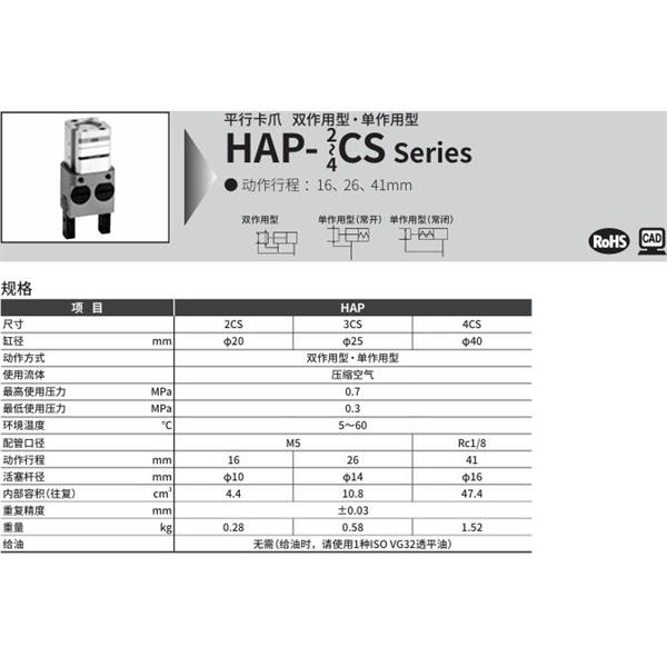 CKD喜開(kāi)理平行卡爪HAP-4CS-Y2