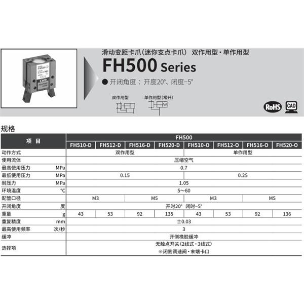 CKD喜開理滑動變距卡爪FH510-DY2-T2V-R-B