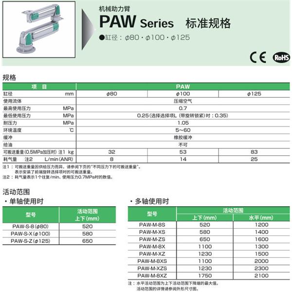 CKD喜開理機械助力臂PAW-CR-L-B